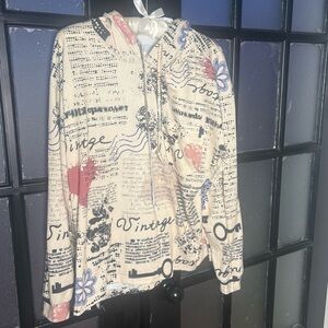 Lily by Firmiana Script Print Hoodie Romantic Literary Cottagecore Large